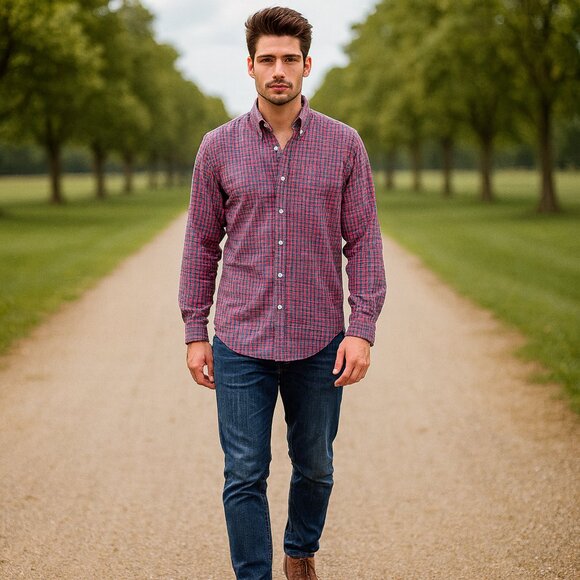 Ralph Lauren Button Down Men M Plaid Long Sleeve‎ Casual Travel Y2K Work Shirt - Picture 1 of 9